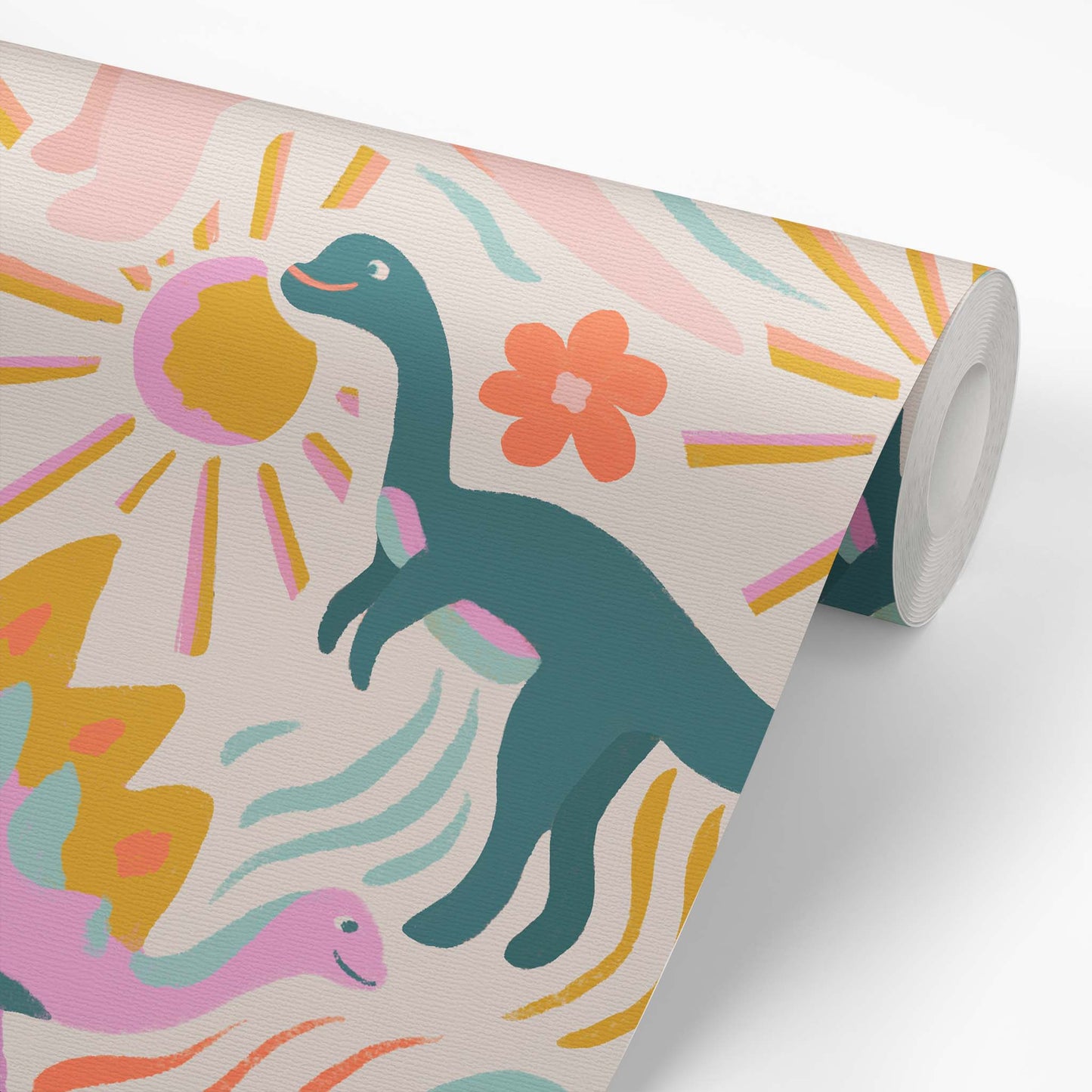 Wallpaper panel featuring Iris + Sea Dino Daydreams- Dark Multi a dinosaur pattern