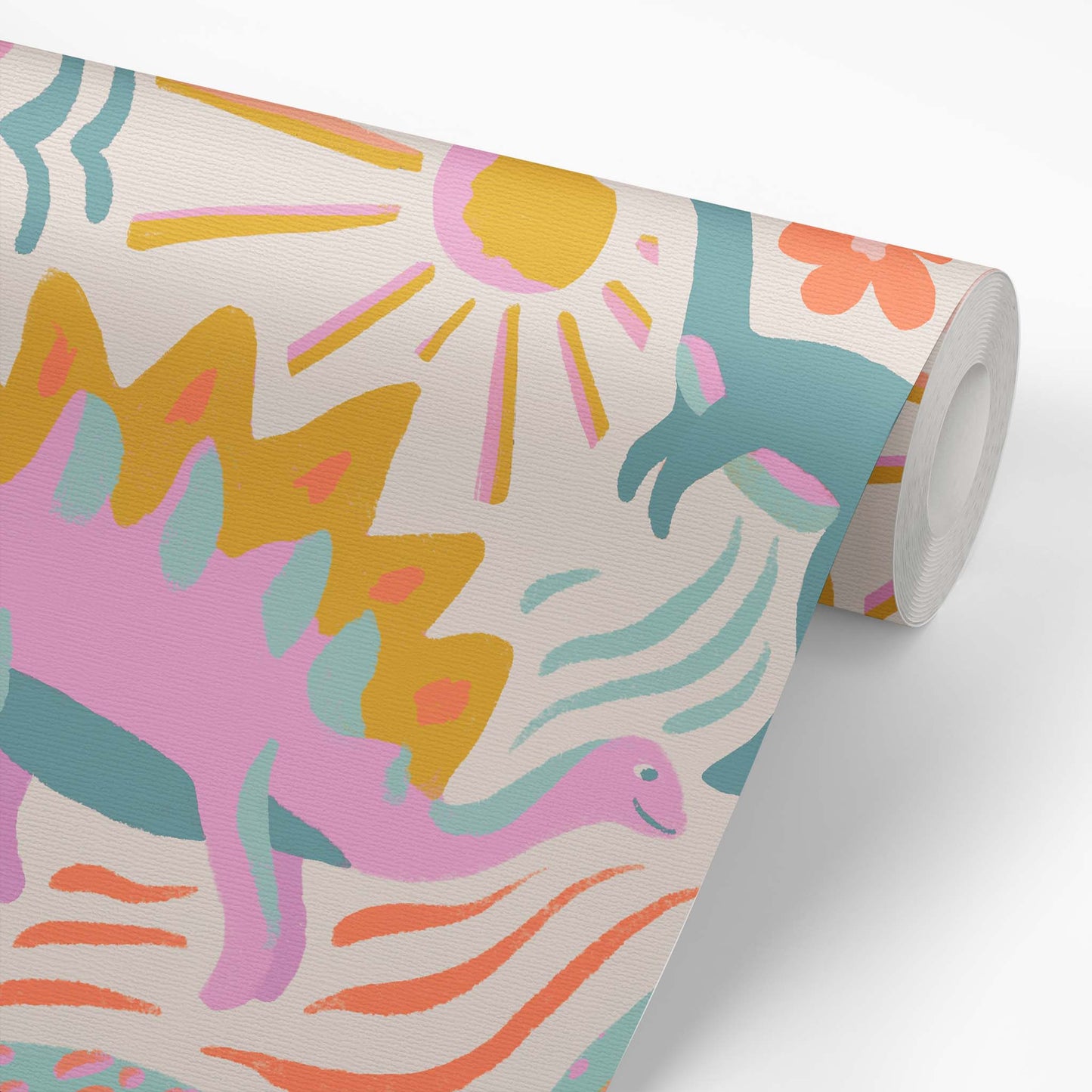 Wallpaper panel featuring Iris + Sea Dino Daydreams- Light Multi a dinosaur pattern