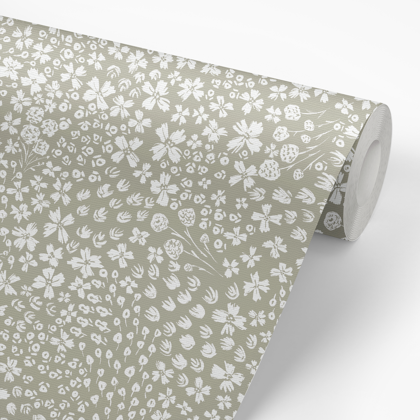 Flower Beds Wallpaper - Dark Sage