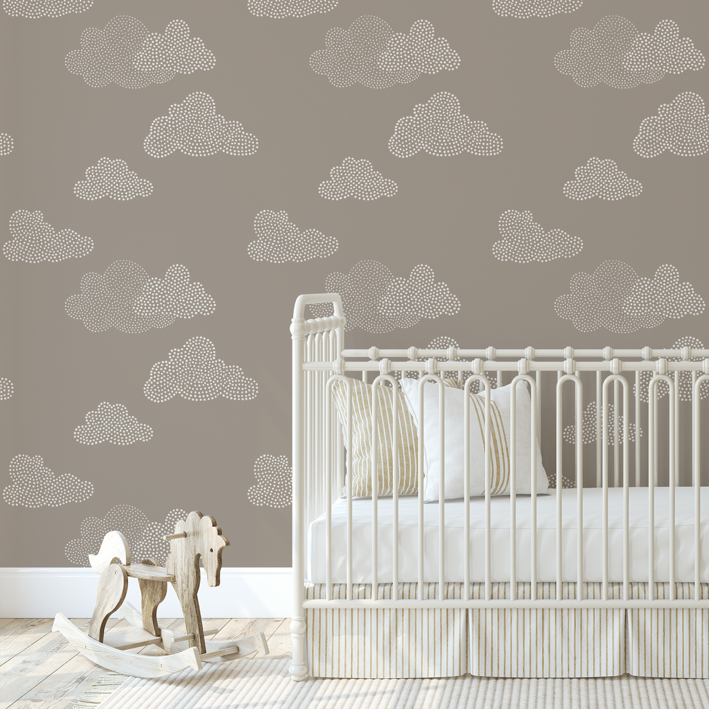 Clouds Wallpaper - Taupe