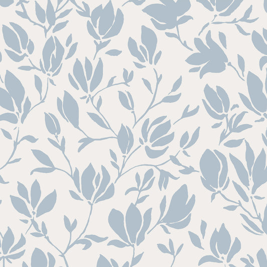 Flora Wallpaper - Gray Blue Flowers