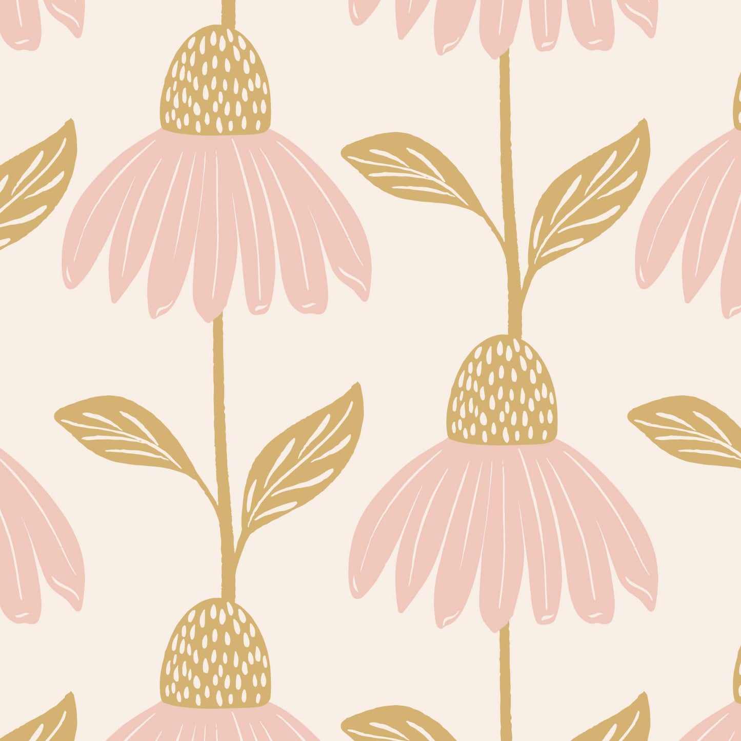 Garden Cosmos Wallpaper - Blush Ochre