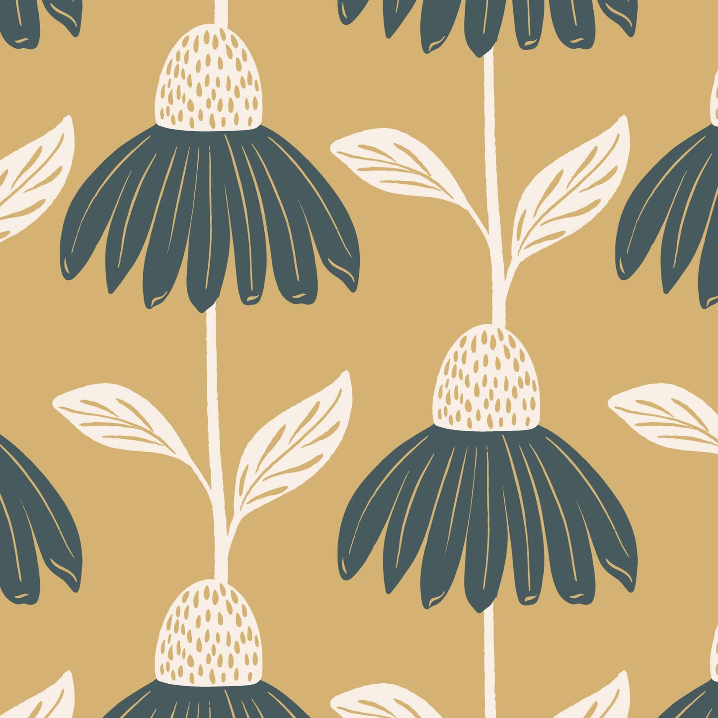 Garden Cosmos Wallpaper - Gold Green