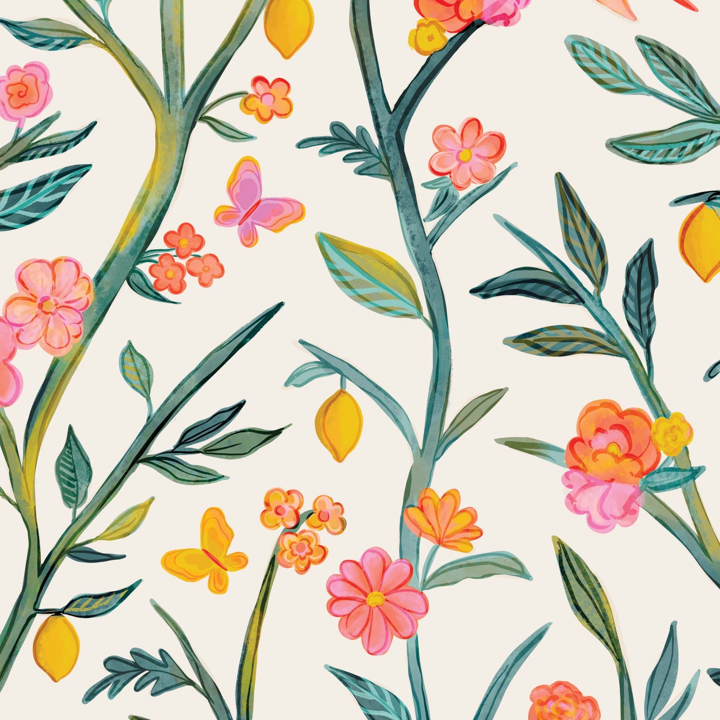 Wallpaper panel featuring Iris + Sea Garden Vines- Multi Peel and Stick Wallpaper - a floral pattern