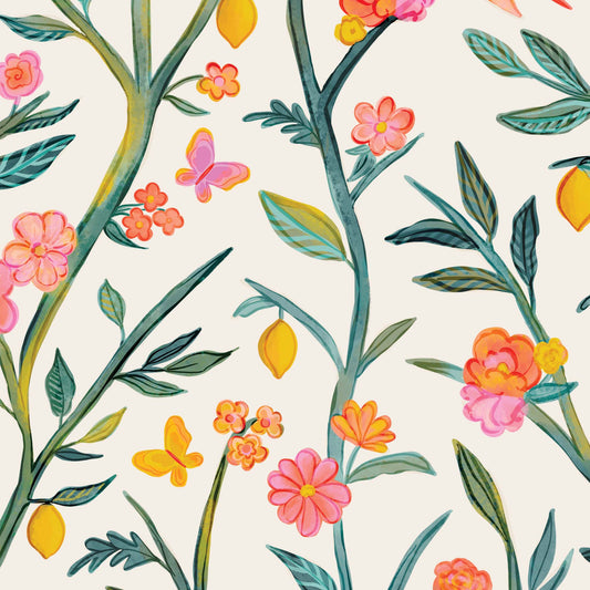 Wallpaper panel featuring Iris + Sea Garden Vines- Multi Peel and Stick Wallpaper - a floral pattern