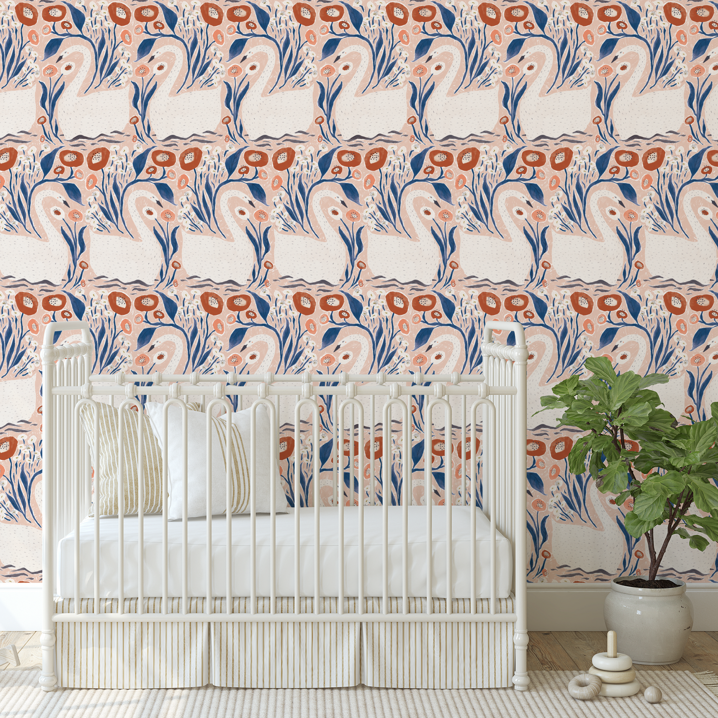 Swan Garden Wallpaper - Rose