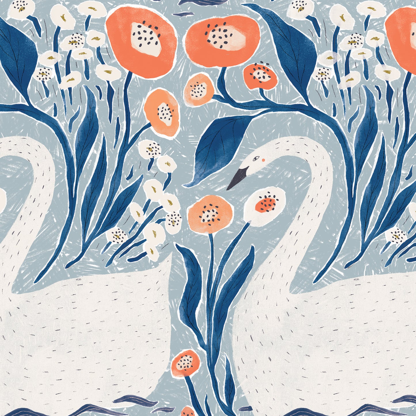 Swan Garden Wallpaper - Ink