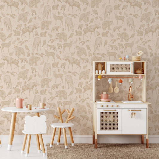 Bedroom featuring Cayla Naylor Kenai- Dogwood Peel and Stick Wallpaper - a nature inspired pattern