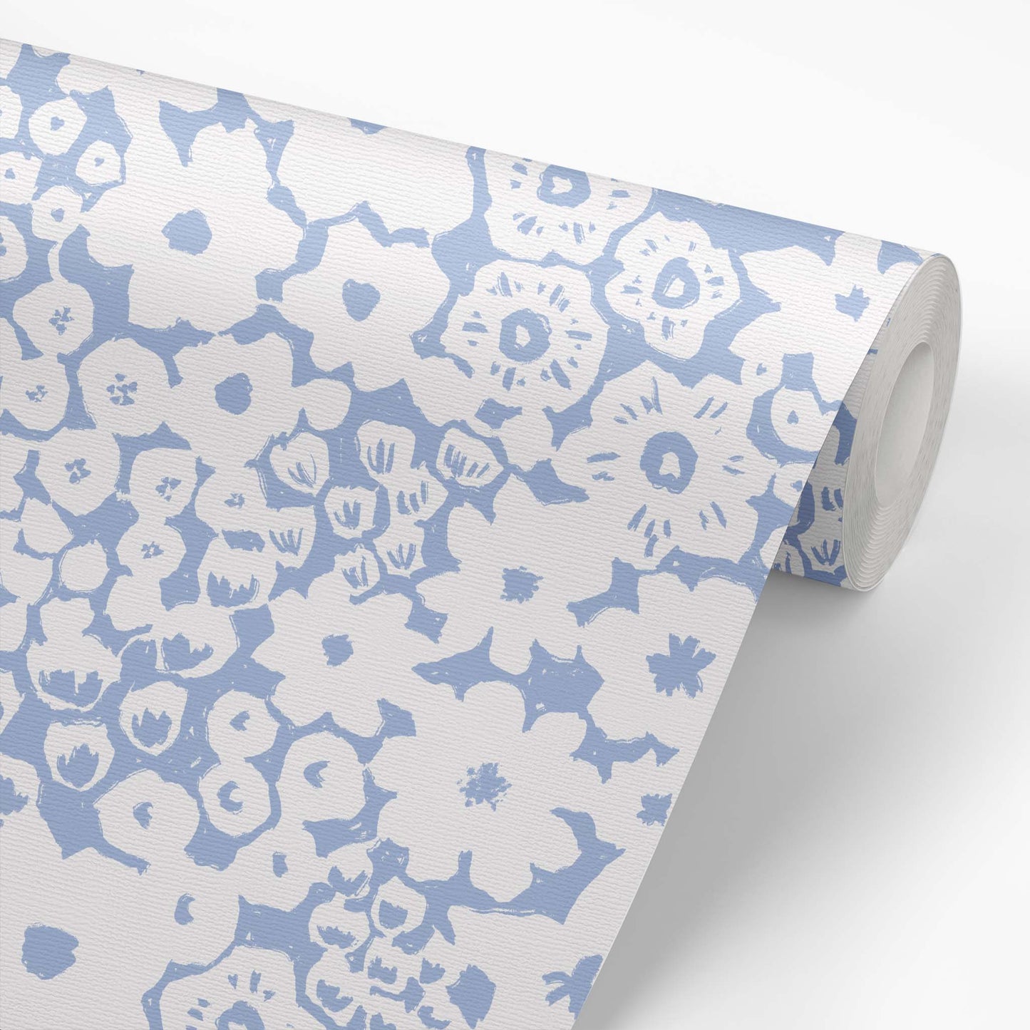 Wallpaper panel featuring Iris + Sea Leah Simple Floral- Blue Peel and Stick Wallpaper - a floral pattern