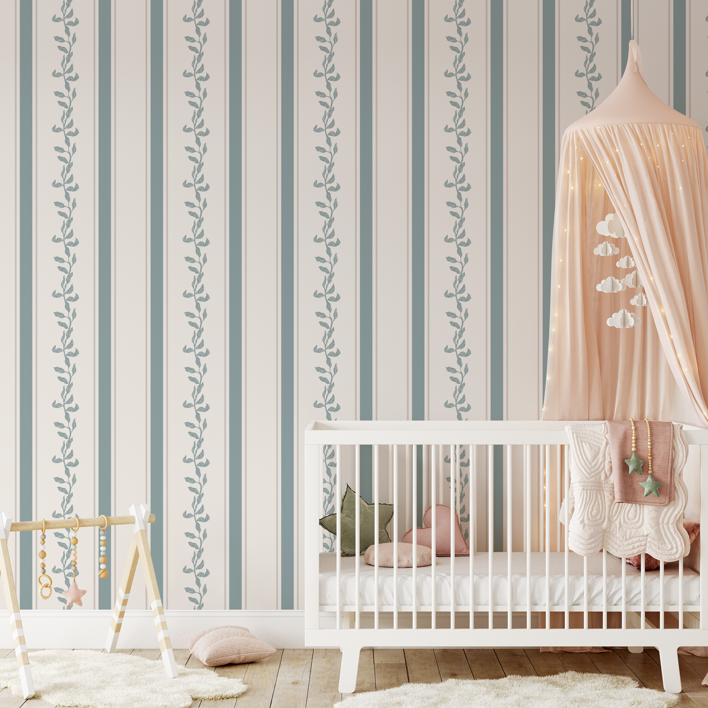 Legacy Wallpaper - Blue Green and Greige