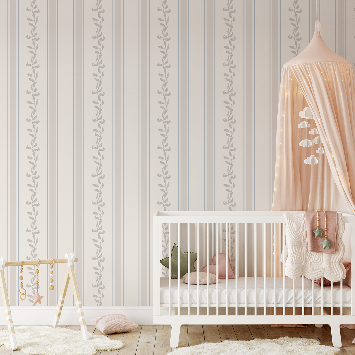 Legacy Wallpaper - Greige and Light Gray Blue