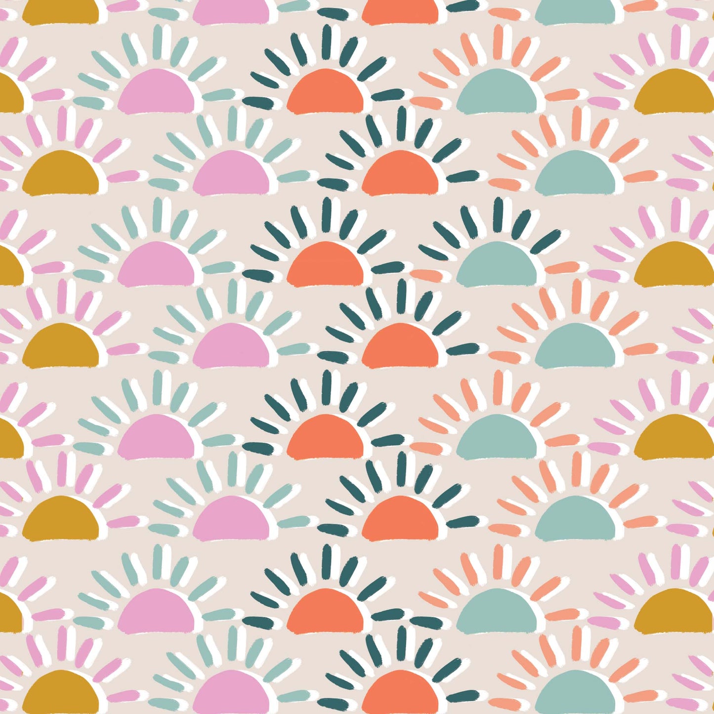 Close up featuring Iris + Sea Little Sunshine- Multi a colorful sun pattern