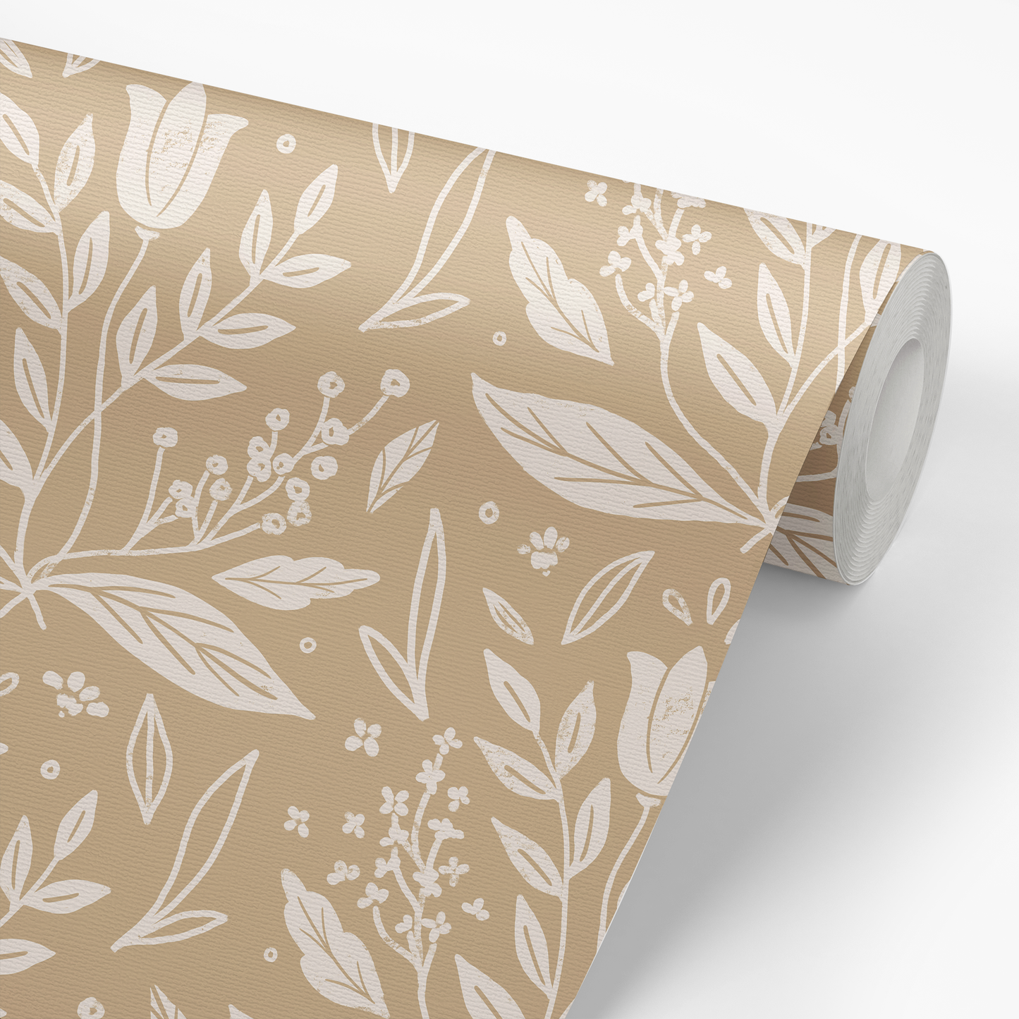 Folk Blooms Wallpaper - Tan