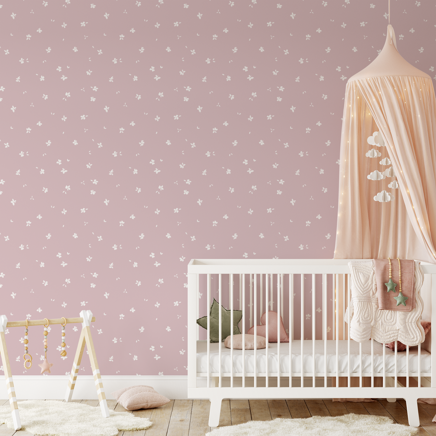 Tiny Floral Wallpaper - Mauve