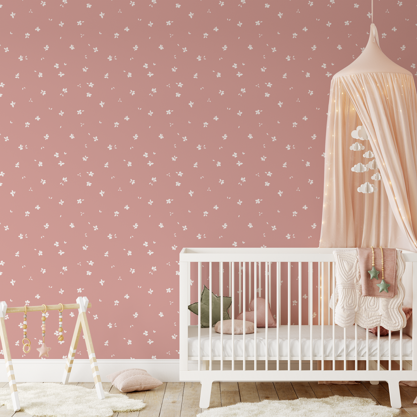 Tiny Floral Wallpaper - Salmon