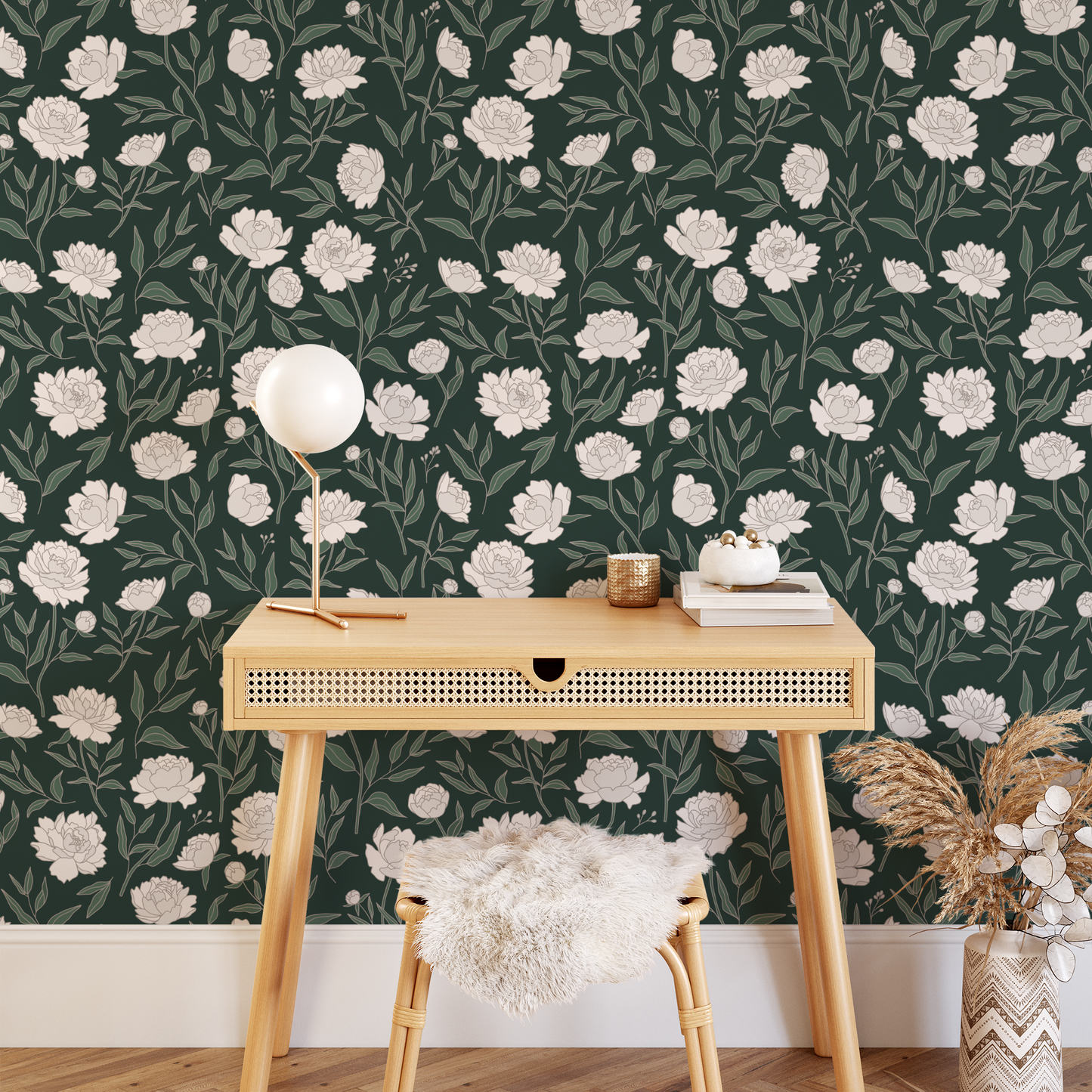 Peony Wallpaper - Green