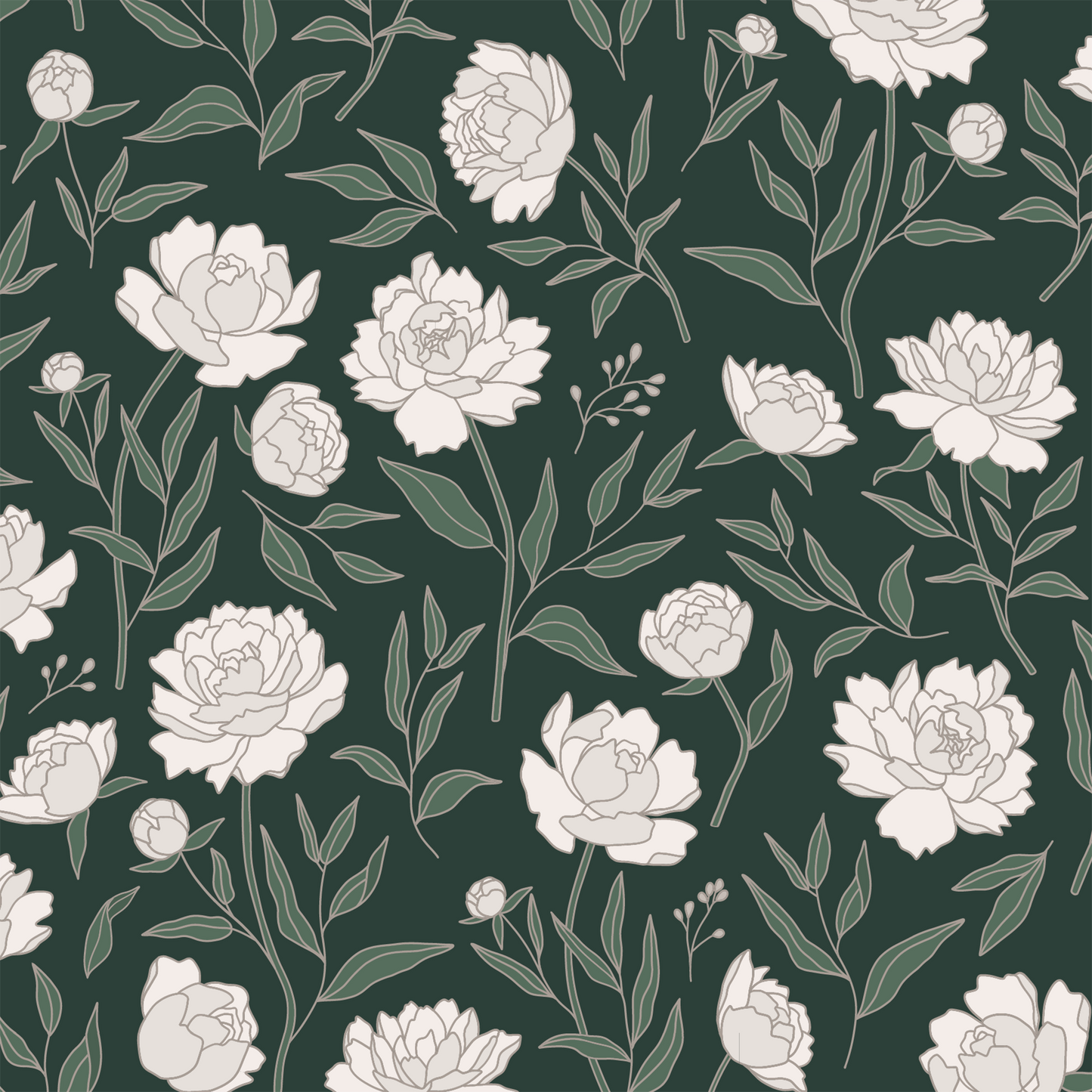 Peony Wallpaper - Green