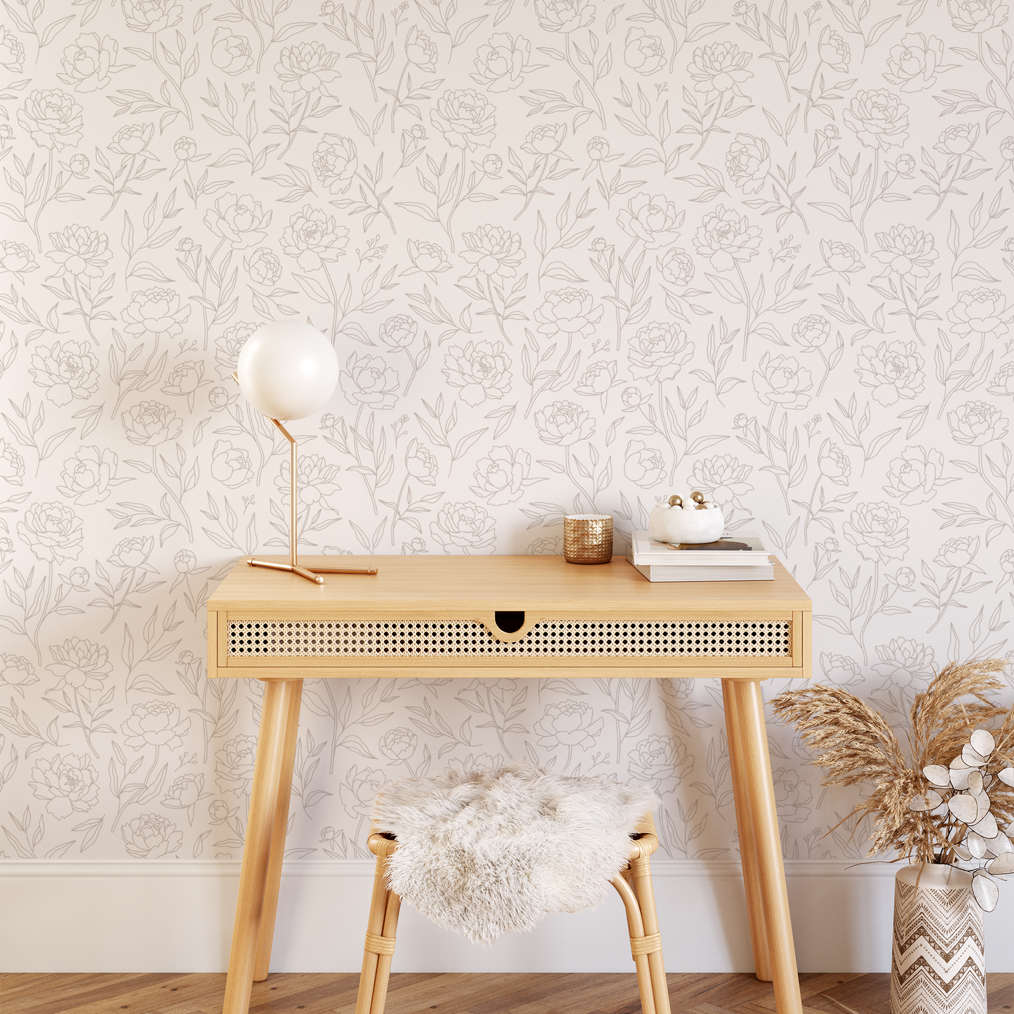 Peony Wallpaper - Taupe