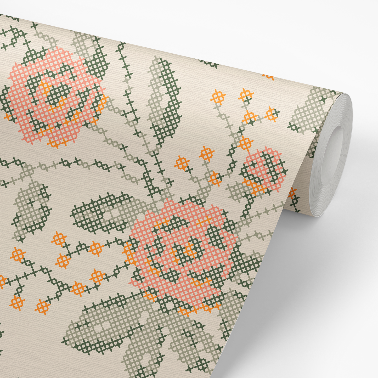 Cross Stitch Flowers Wallpaper - Spring