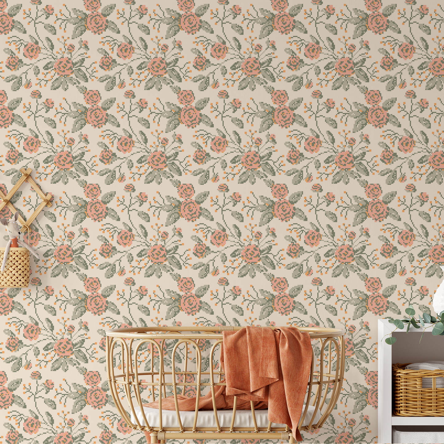 Cross Stitch Flowers Wallpaper - Spring