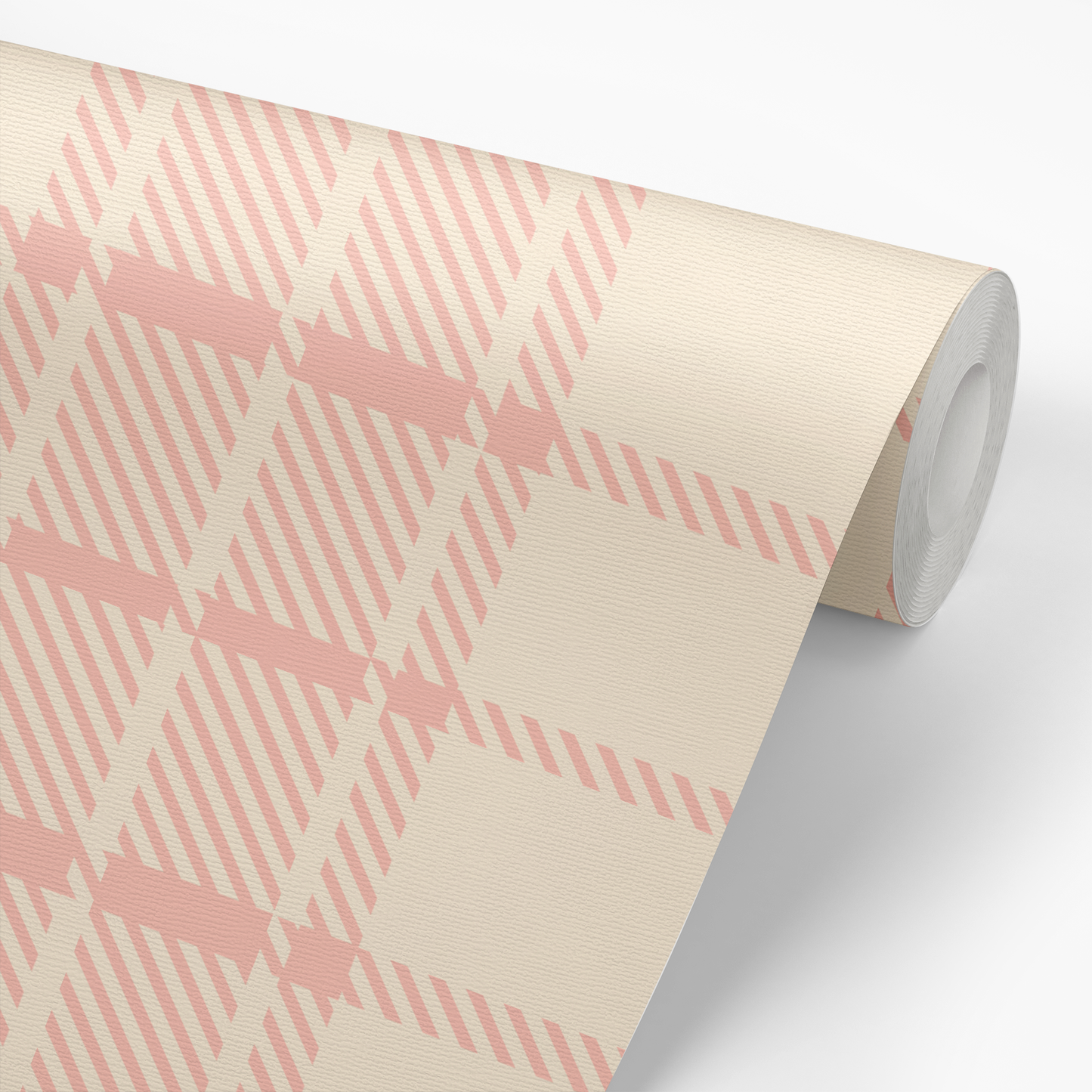 Classic Plaid Wallpaper - Pink and Ivory