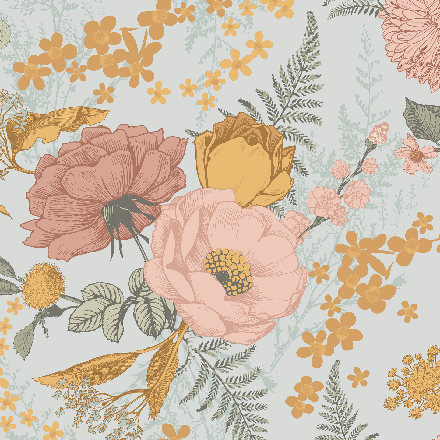 Botanical Medium Wallpaper - Blue