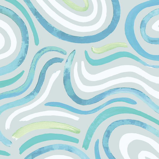 Close up featuring Iris + Sea Modern Rainbow- Turquoise Peel and Stick Wallpaper - a modern pattern