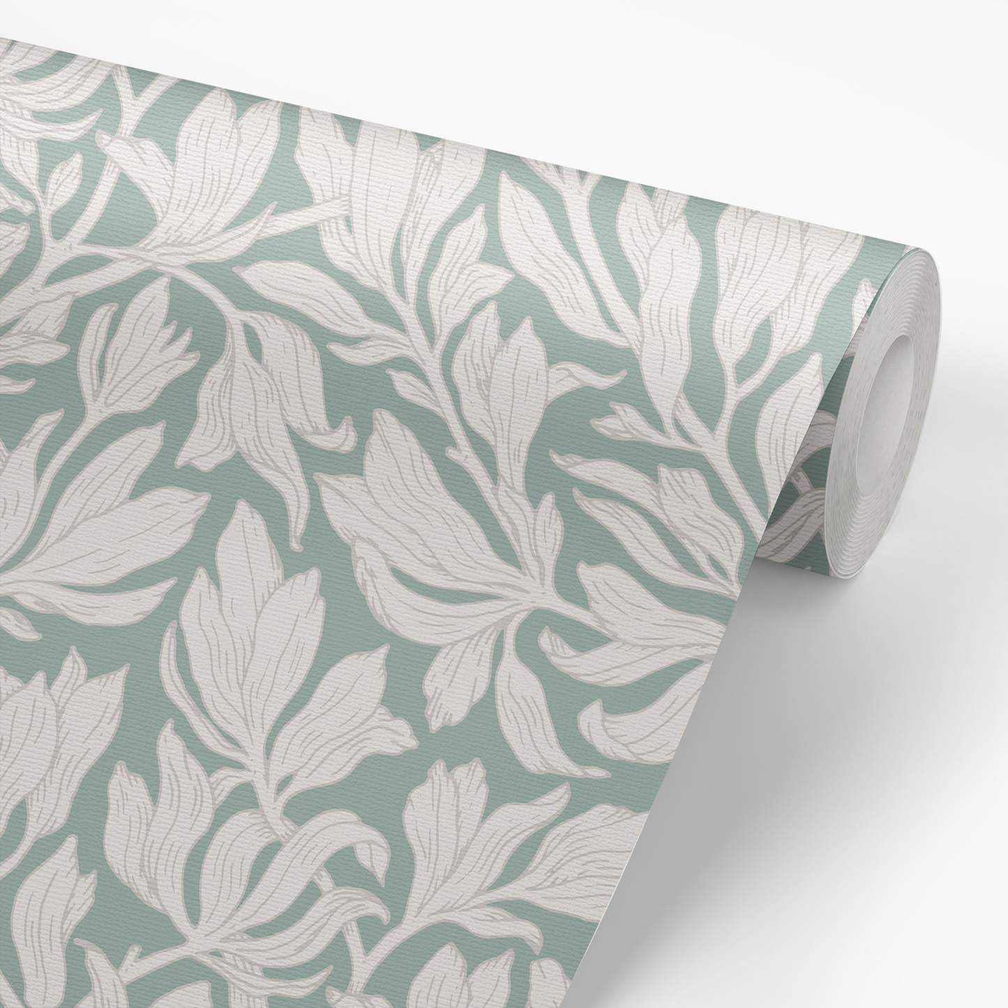 Olivia Wallpaper - White on Sage