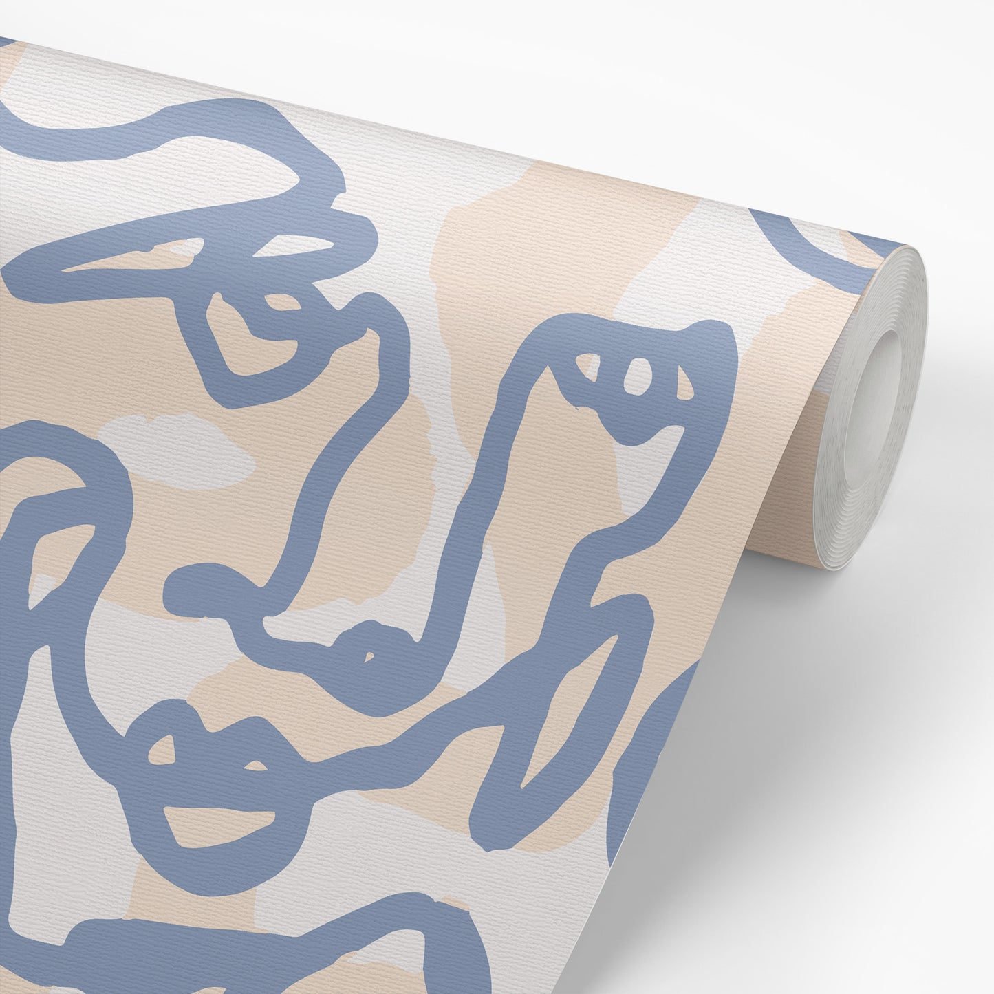 La Cara Wallpaper - Blue on Beige