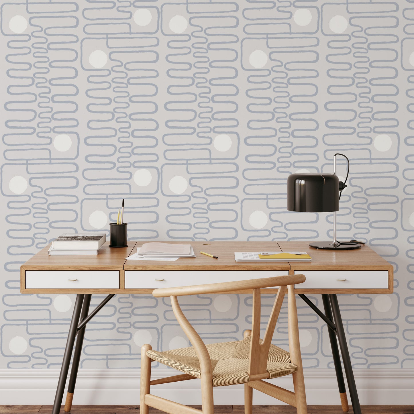 Circle Squiggle Wallpaper - Blue