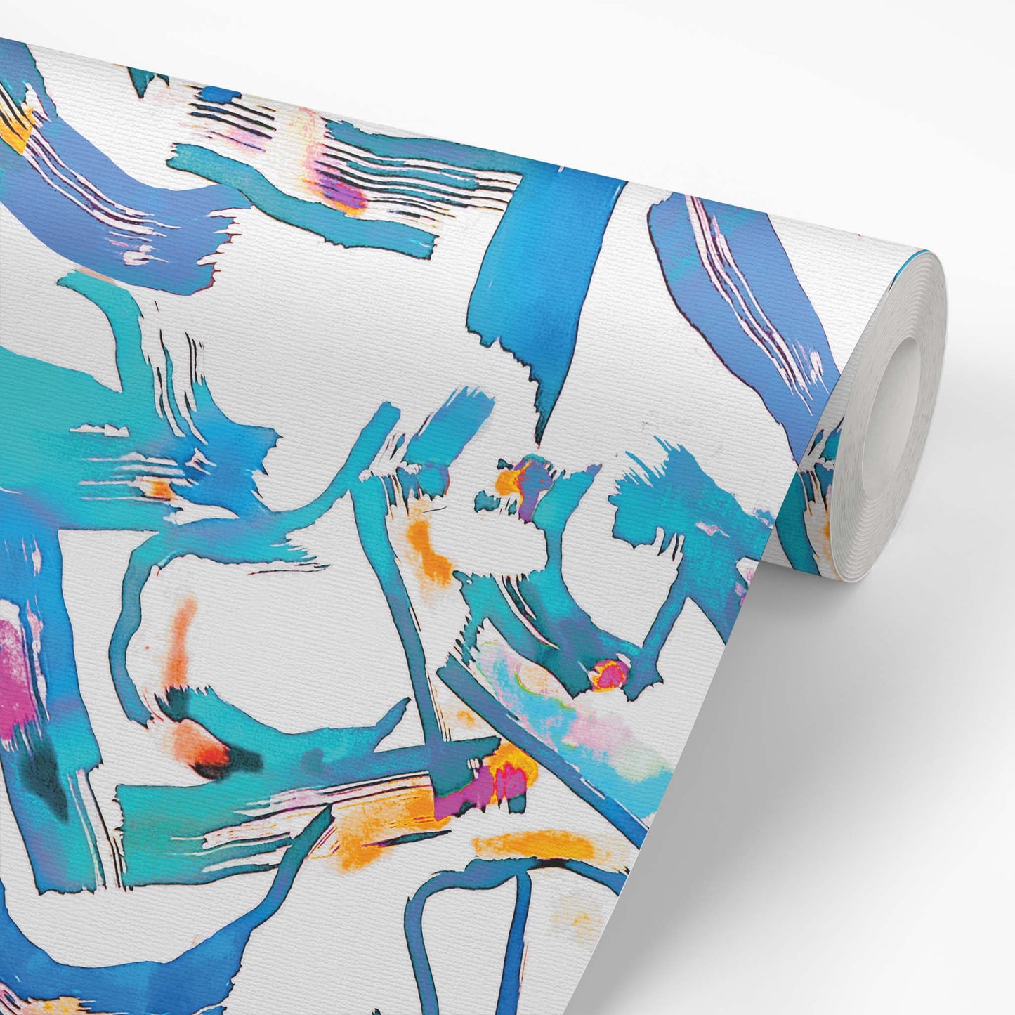 Wallpaper panel featuring Iris + Sea Paint Strokes- Turquoise Peel and Stick Wallpaper - a modern pattern