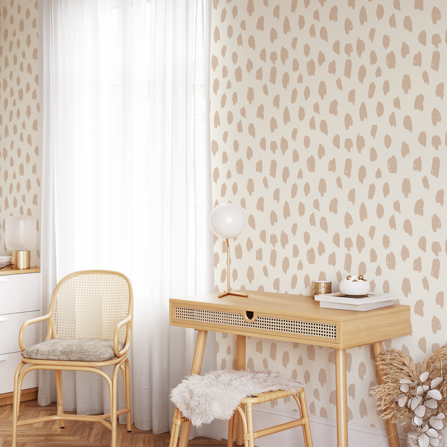 Painted Animal Wallpaper - Cream