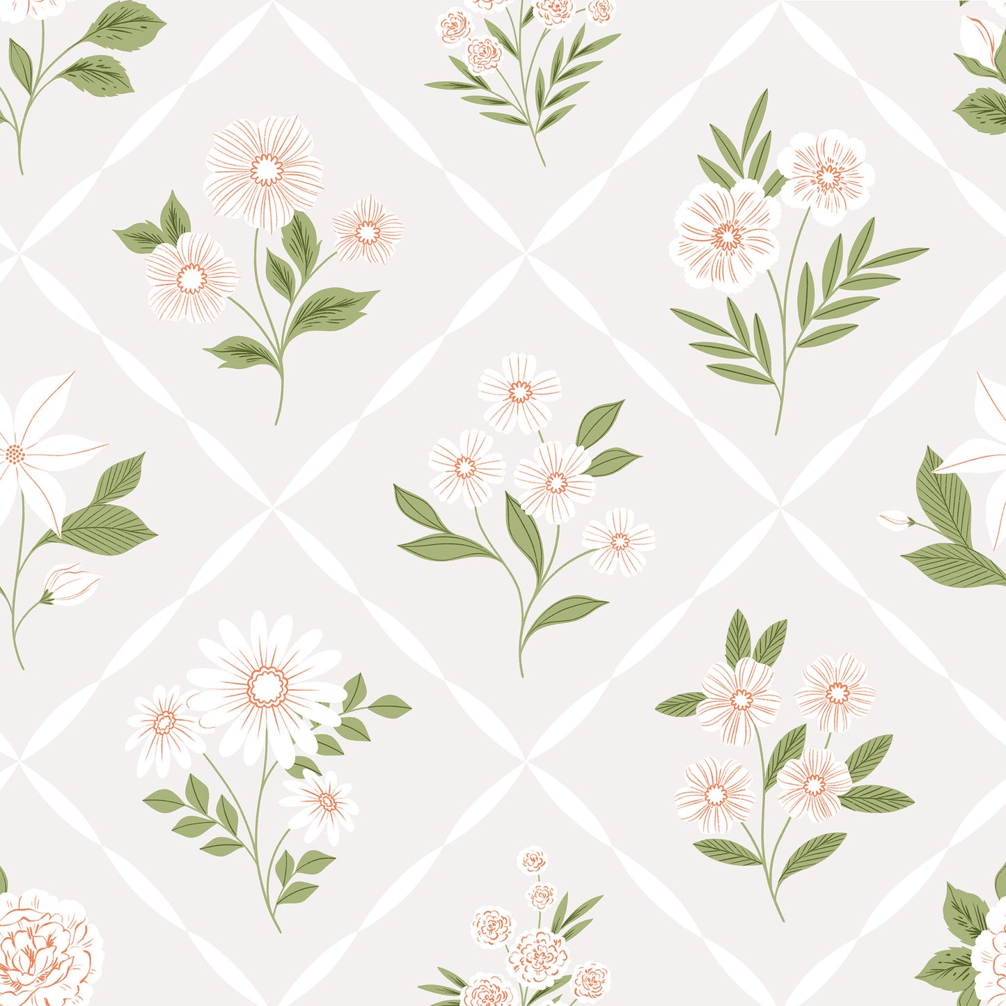 Bouquets Wallpaper - Afternoon Garden (Tan)