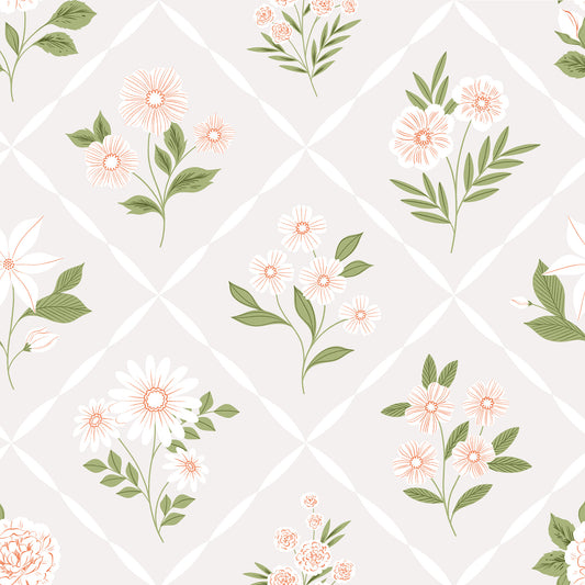 Bouquets Wallpaper - Afternoon Garden (Tan)