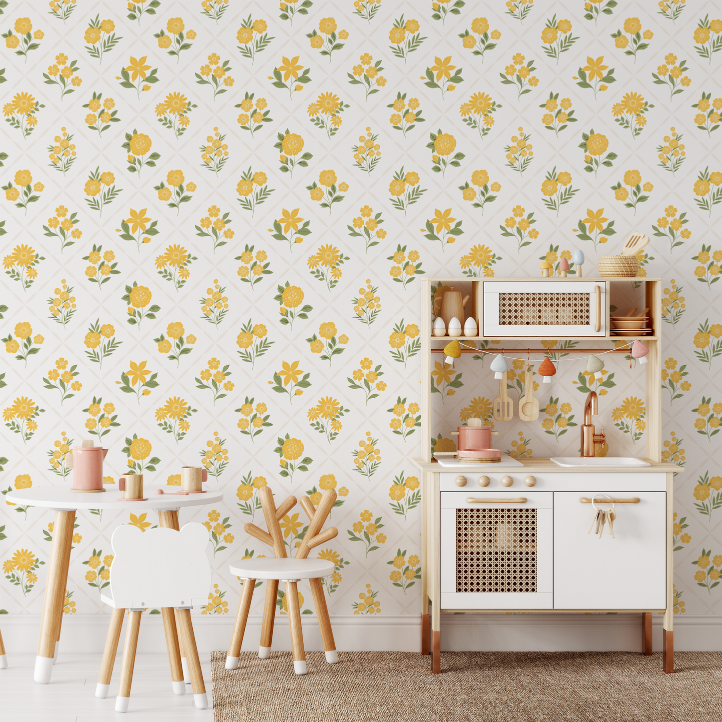 Bouquets Wallpaper - Sunny (Yellow)