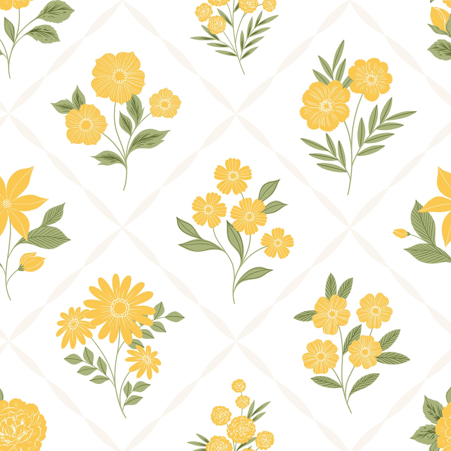 Bouquets Wallpaper - Sunny (Yellow)