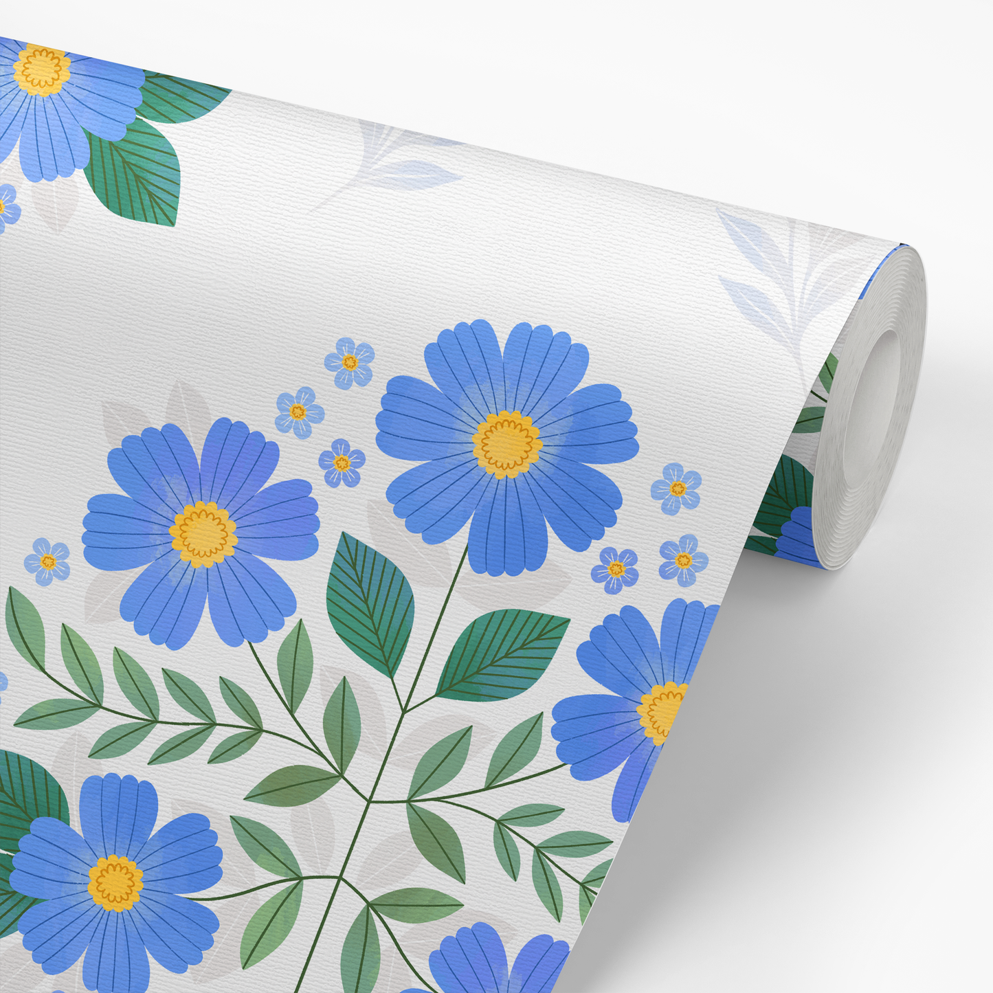 Folk Florals Wallpaper - China Blue