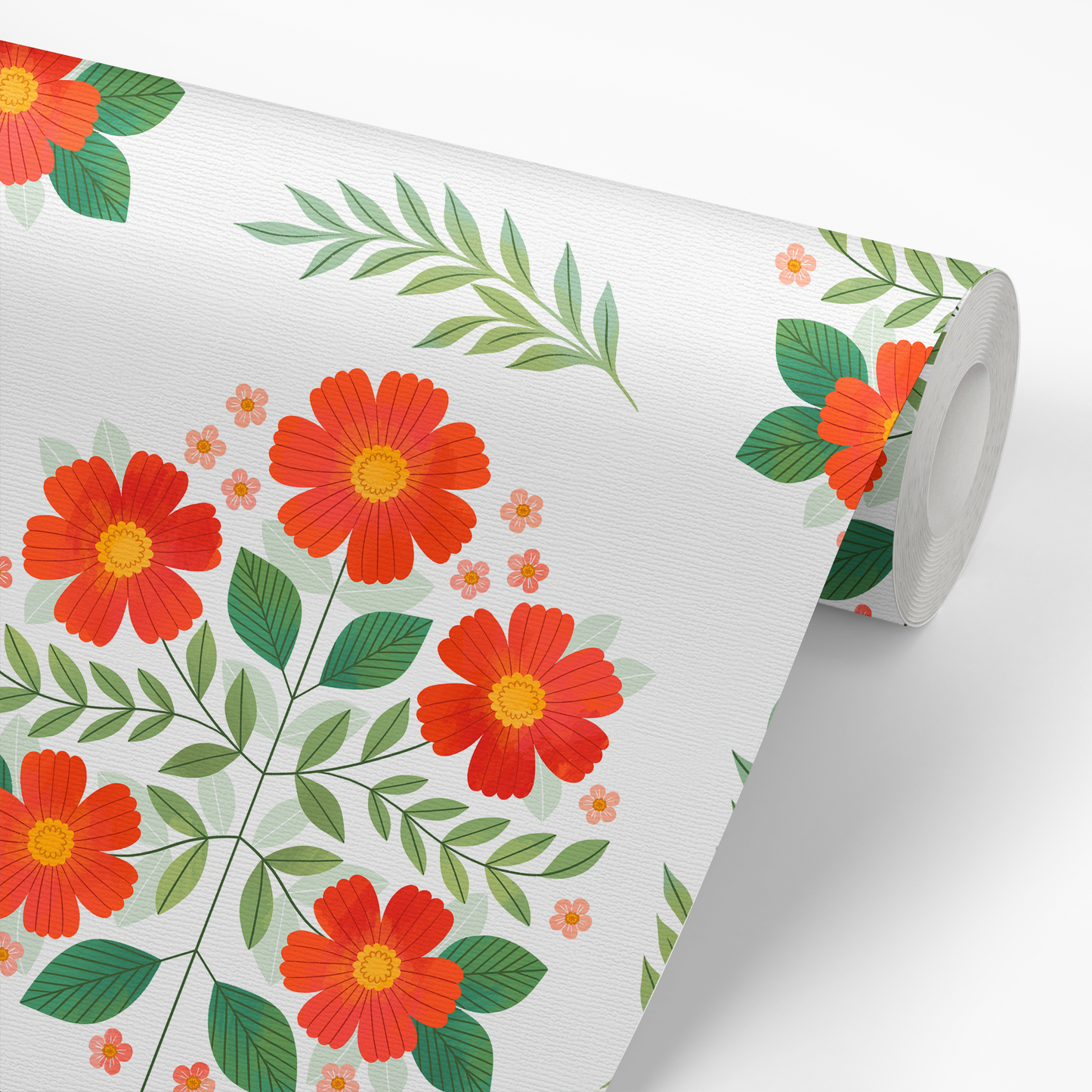 Folk Florals Wallpaper - Poppy