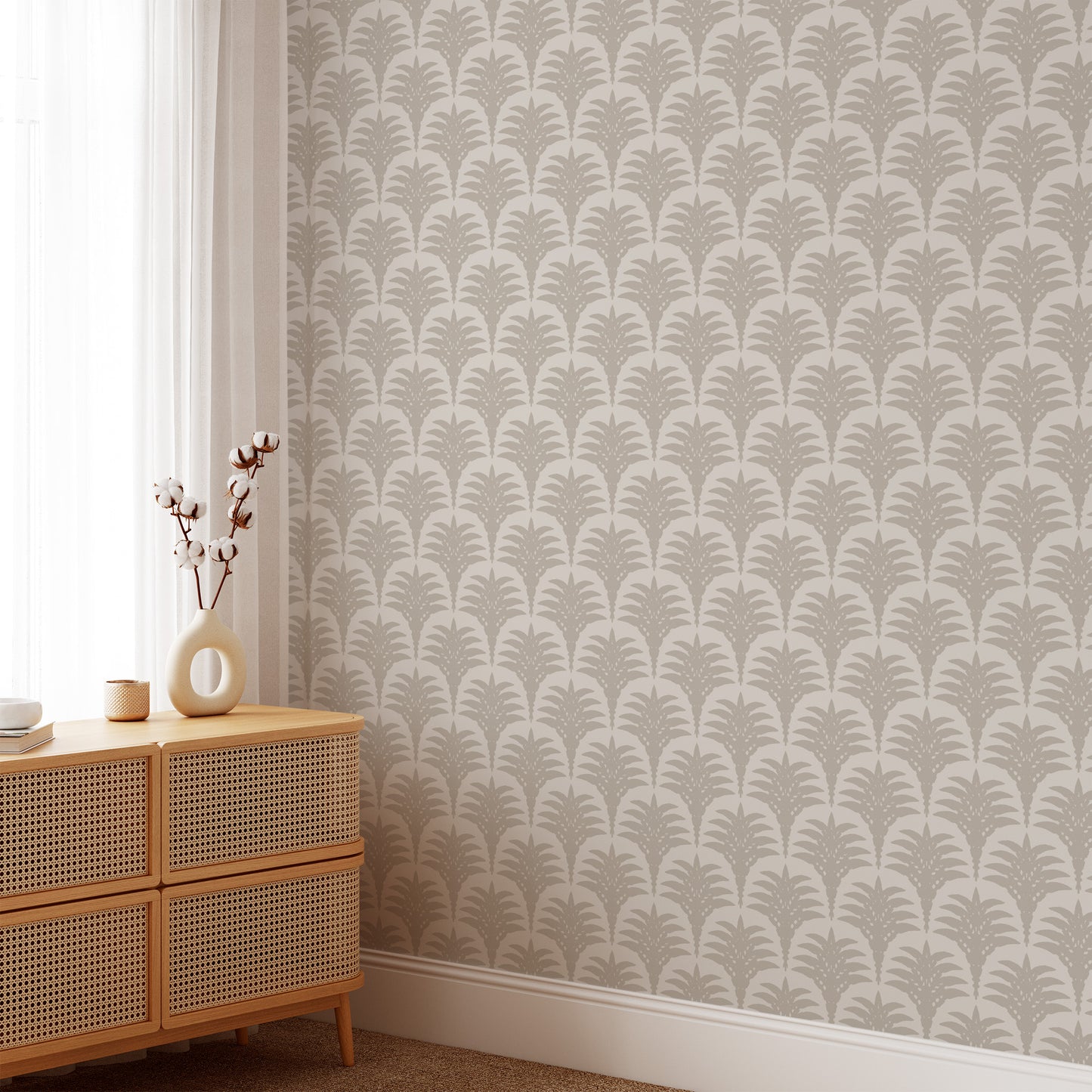 Printed Palms Wallpaper - Beige
