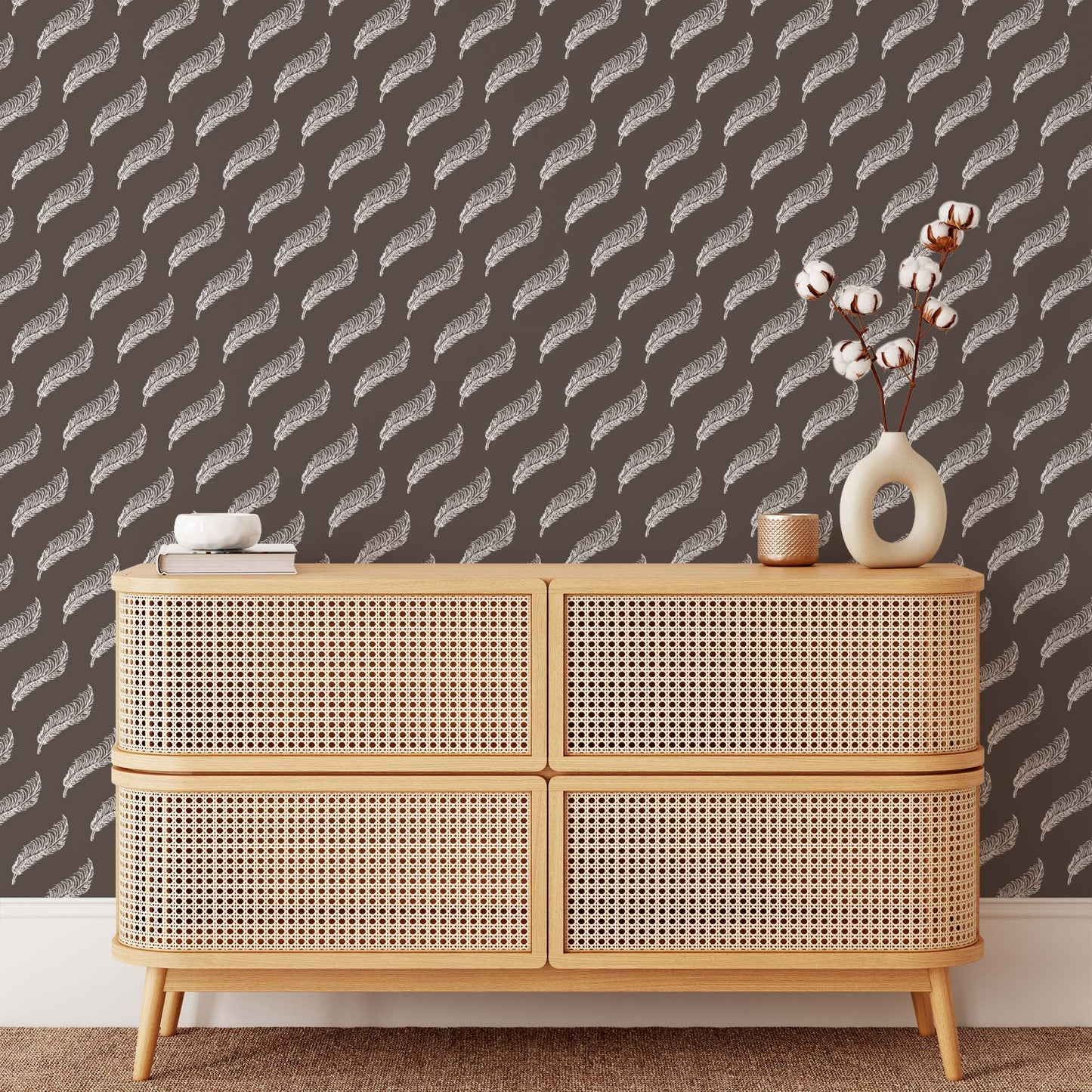 Feathers Wallpaper - Brown