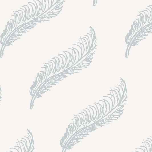 Feathers Wallpaper - White and Blue