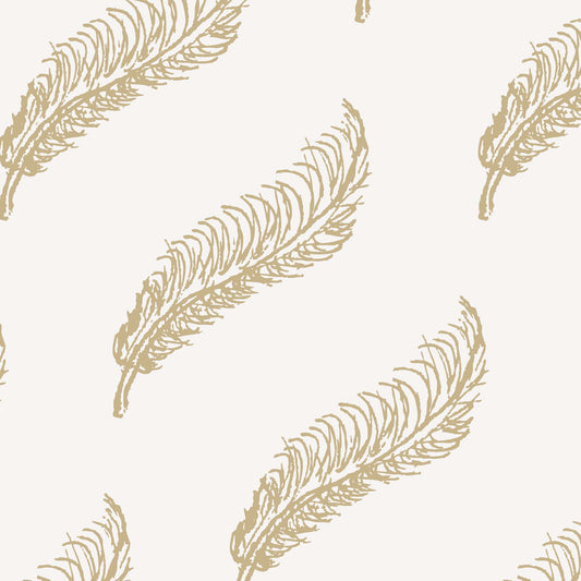 Feathers Wallpaper - White and Gold
