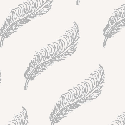 Feathers Wallpaper - White and Gray