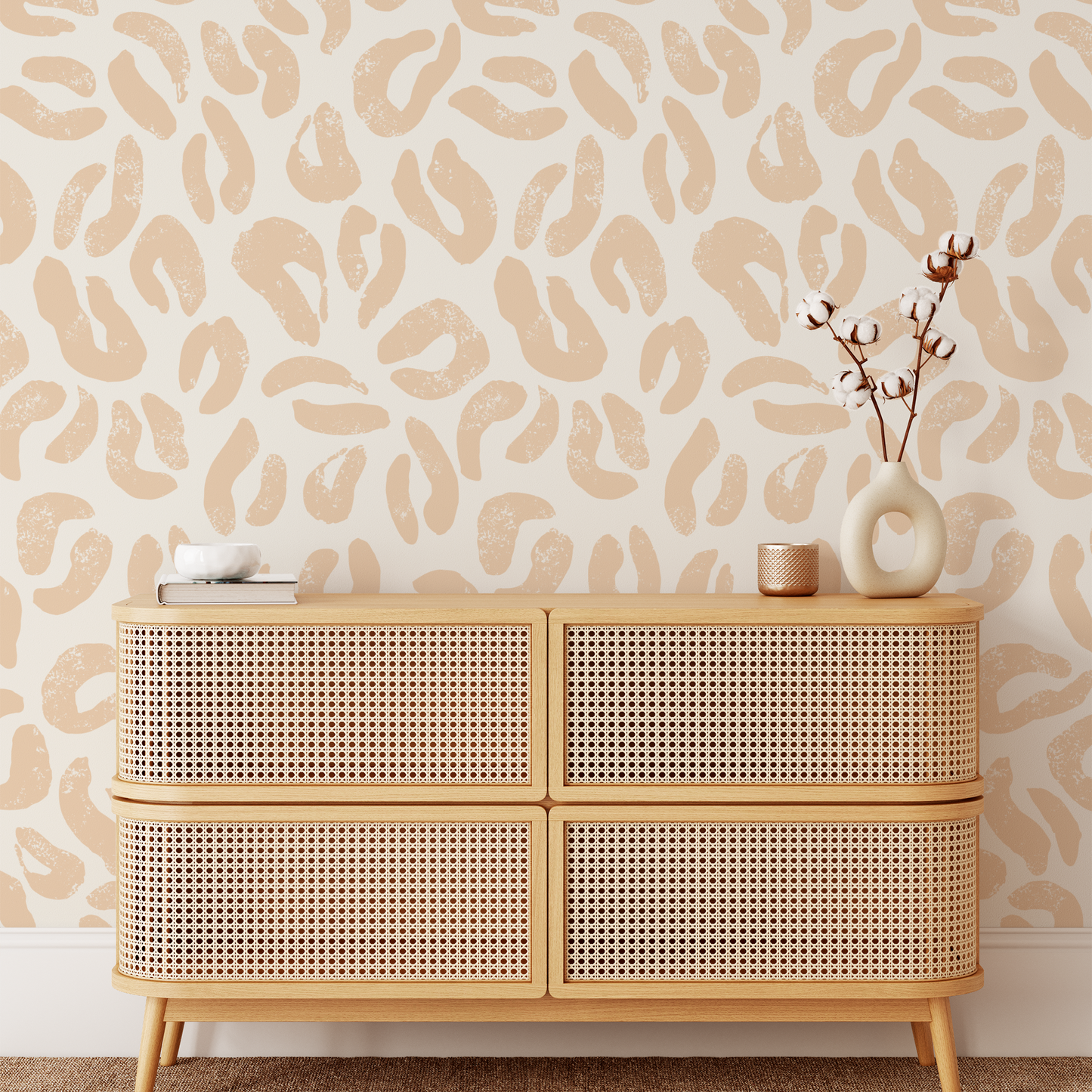 Rustic Animal Print Wallpaper - Cream