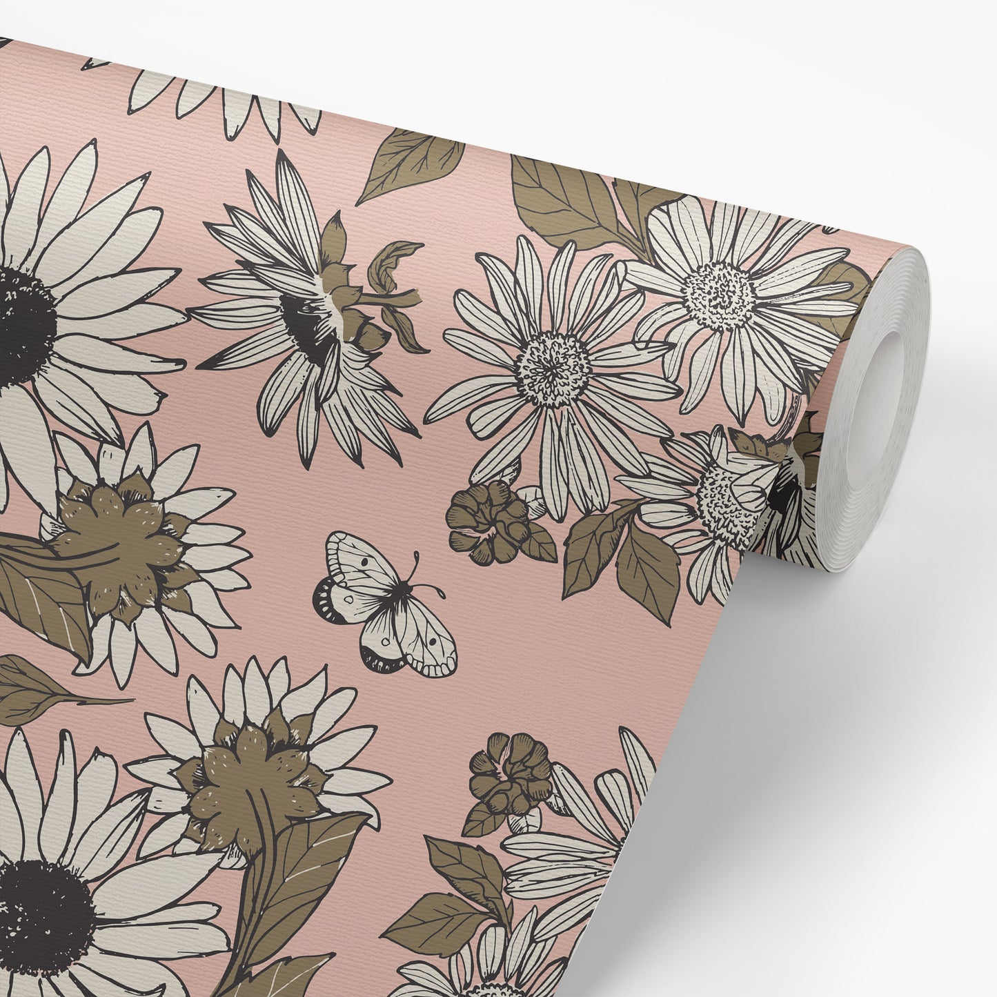 Garden Sunflowers Wallpaper - Salmon