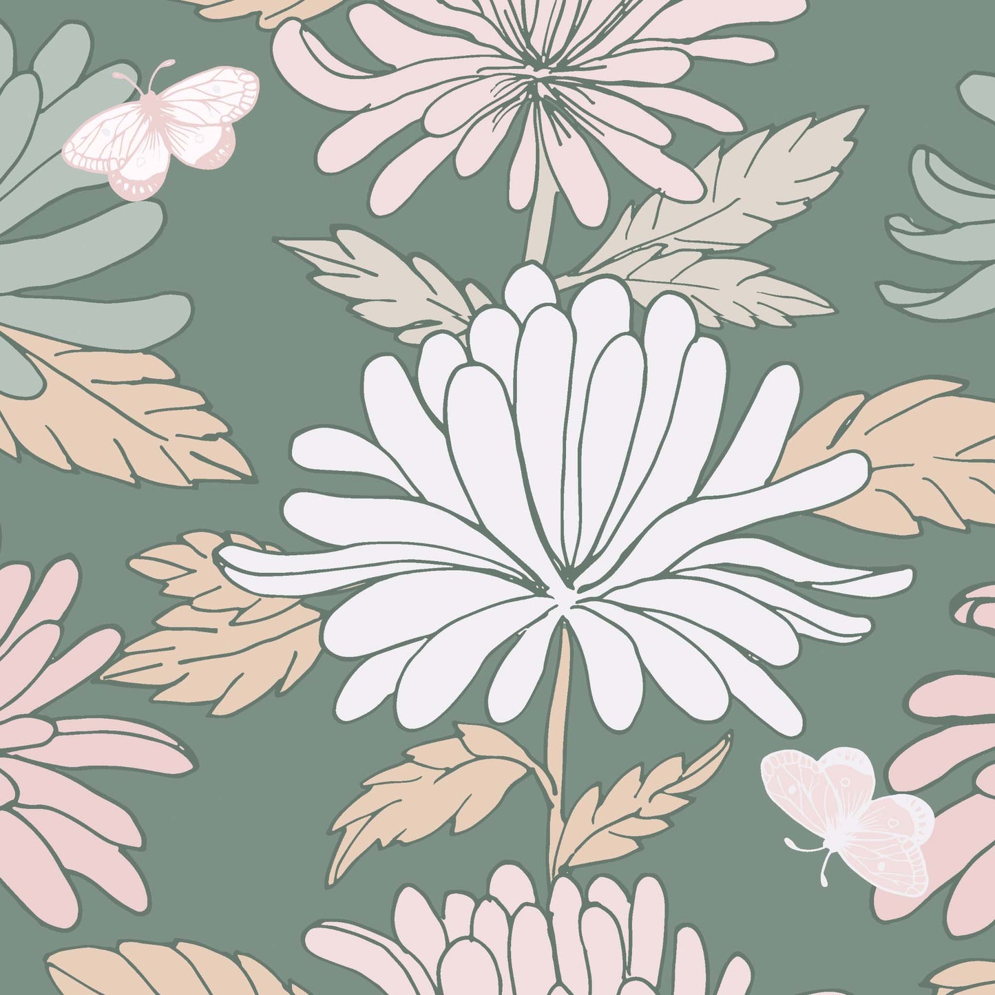 Hydrangea Wallpaper - Green