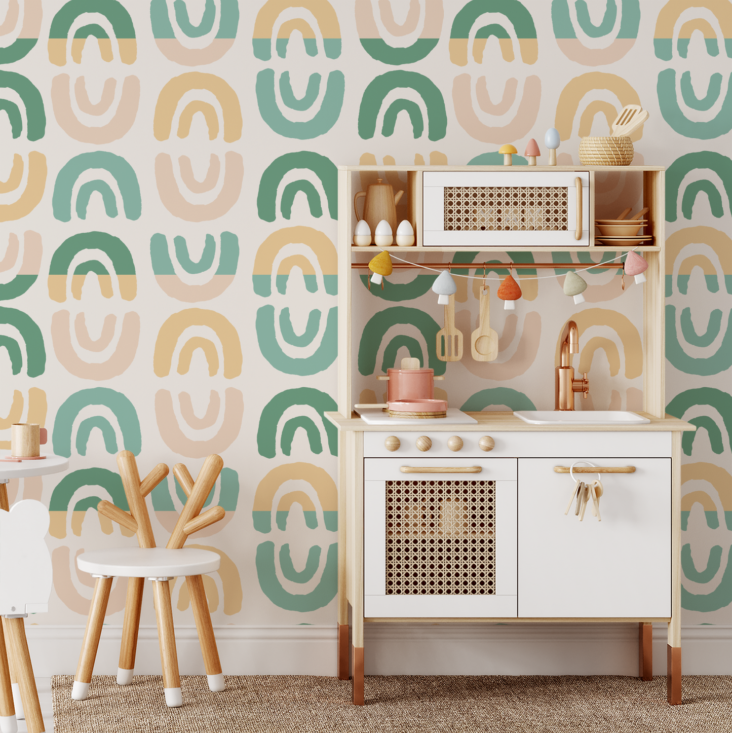 Boho Rainbows Wallpaper - Green