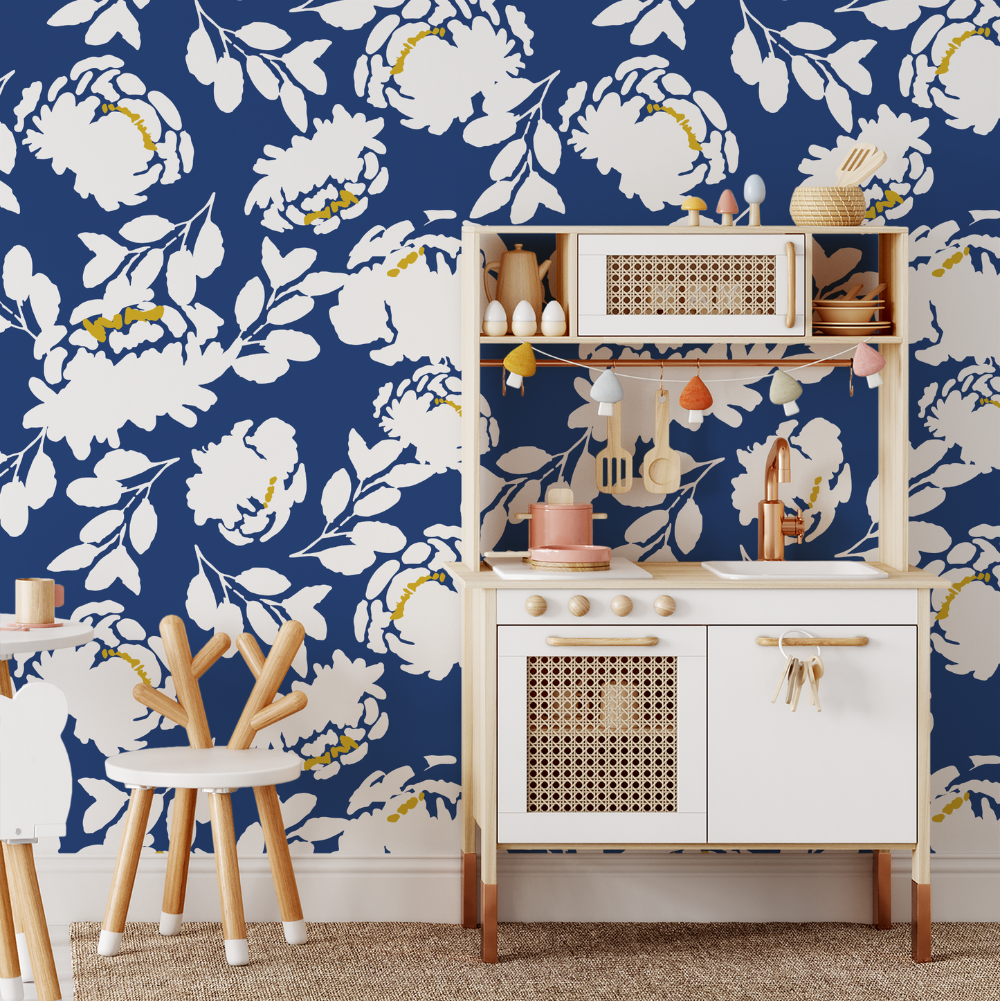 Roses Wallpaper - Navy