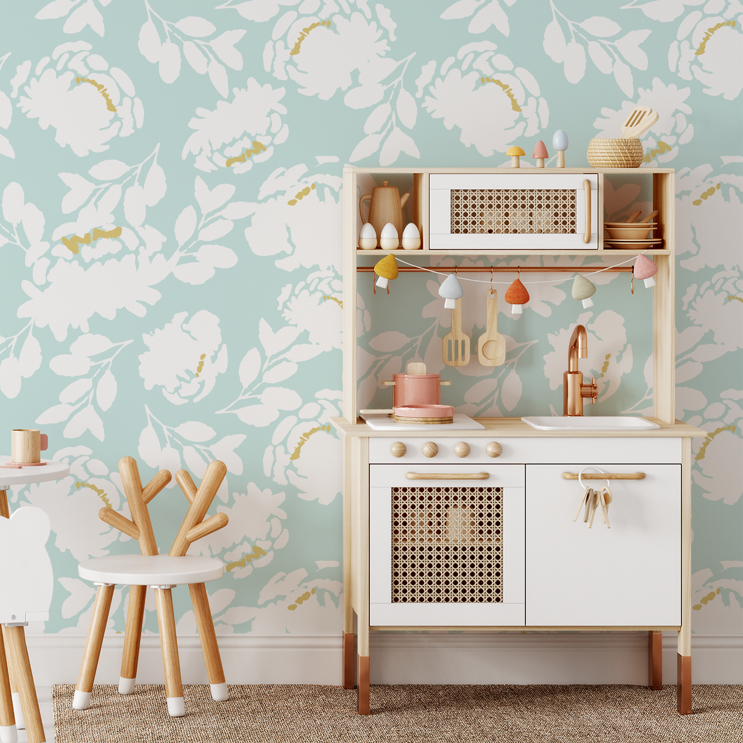 Roses Wallpaper - Baby Blue