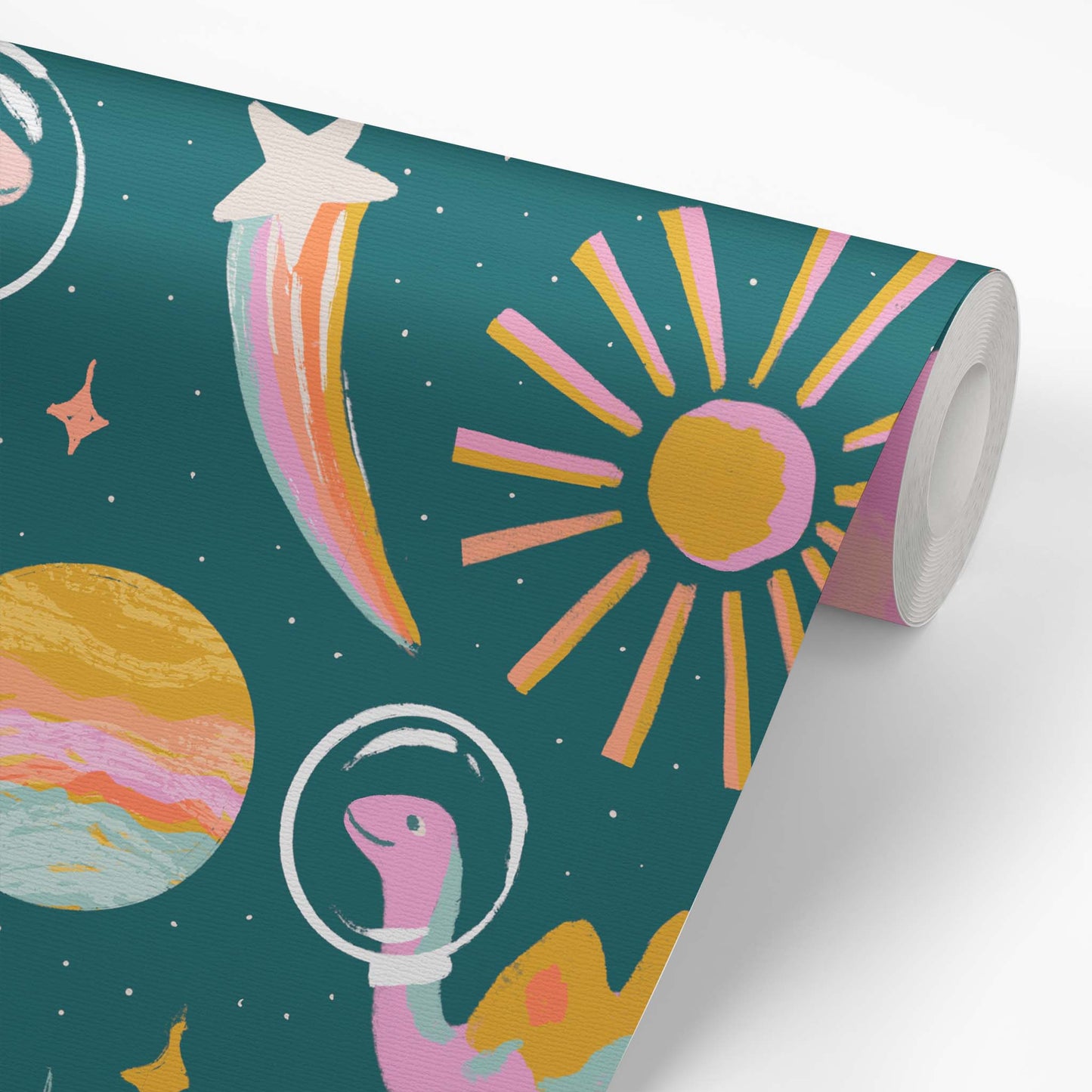 Wallpaper panel featuring Iris + Sea Space Dinos- Dark Multi a dinosaur pattern